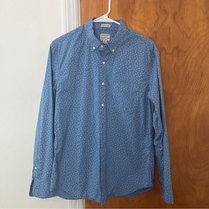 J Crew Blue Daisy Print Shirt Casual Medium Slim untucked